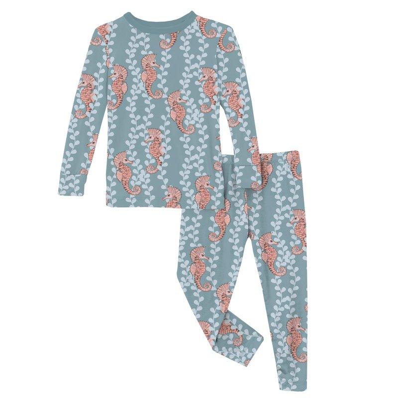Long Sleeve Pajama Set - Stormy Sea Seahorses