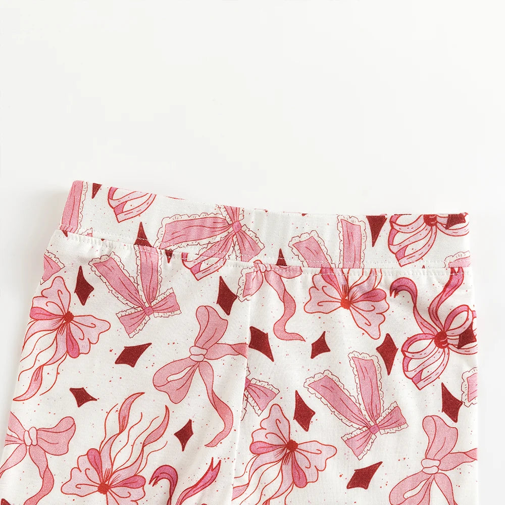 Bow Pink Bamboo Long Sleeve Pajama Set