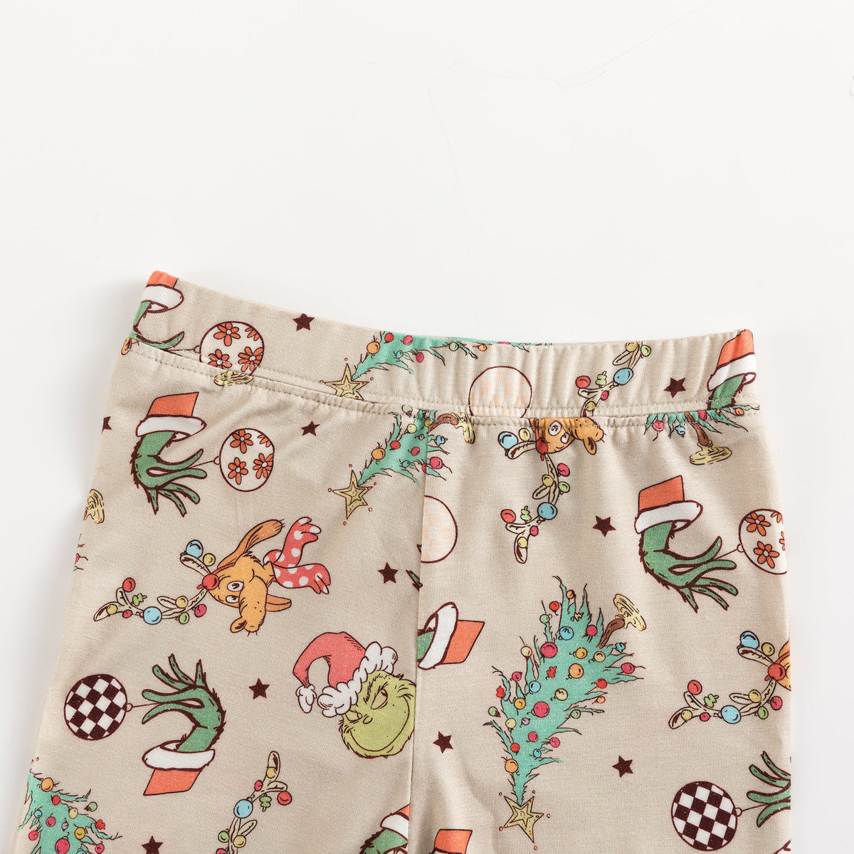 Christmas Prasinous Color Cute Cartoon Figure & Deer Two-Piece Bamboo Viscose Pajama Set
