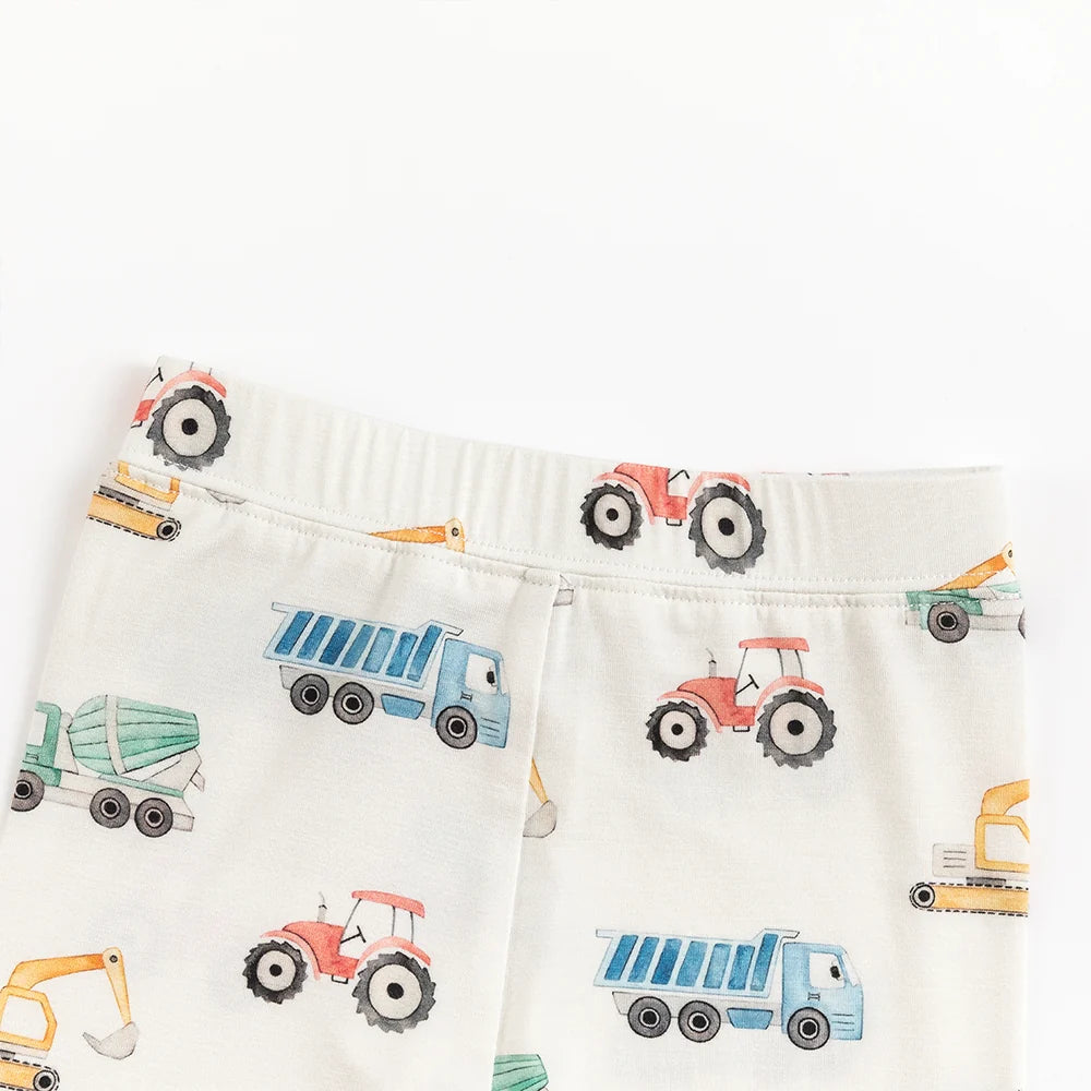 Excavator Truck Kids Bamboo Two-Piece Pajama Set