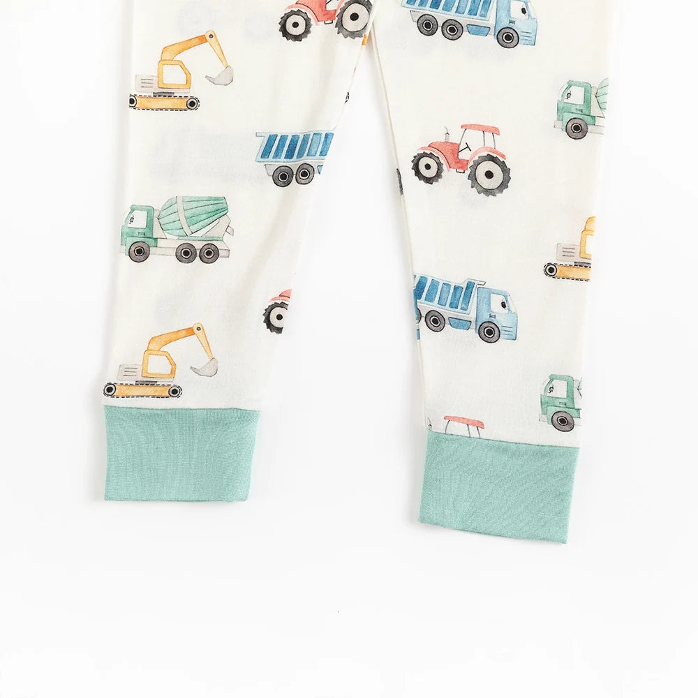 Excavator Truck Kids Bamboo Two-Piece Pajama Set