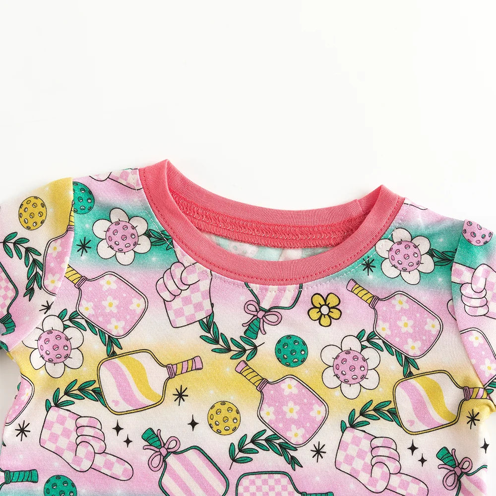 Rainbow Mirror Flower Fingers Bamboo Long Sleeve Pajama Set
