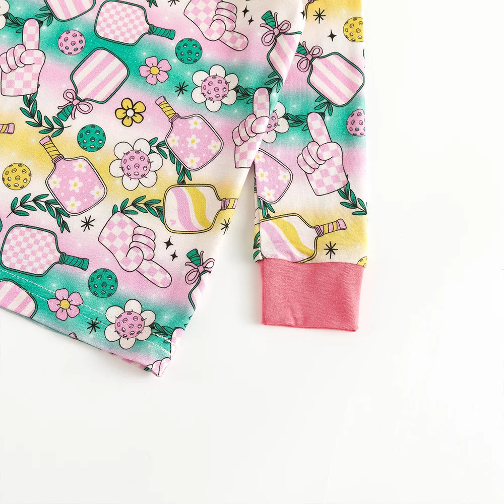Rainbow Mirror Flower Fingers Bamboo Long Sleeve Pajama Set
