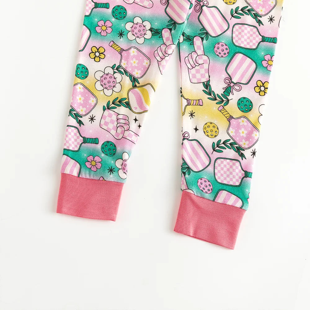 Rainbow Mirror Flower Fingers Bamboo Long Sleeve Pajama Set