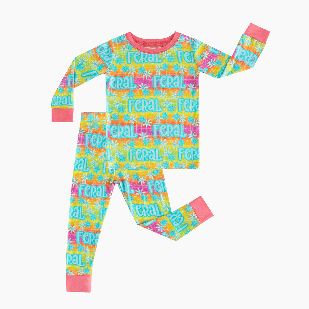Color Feral Print Bamboo Long Sleeve Pajama Set