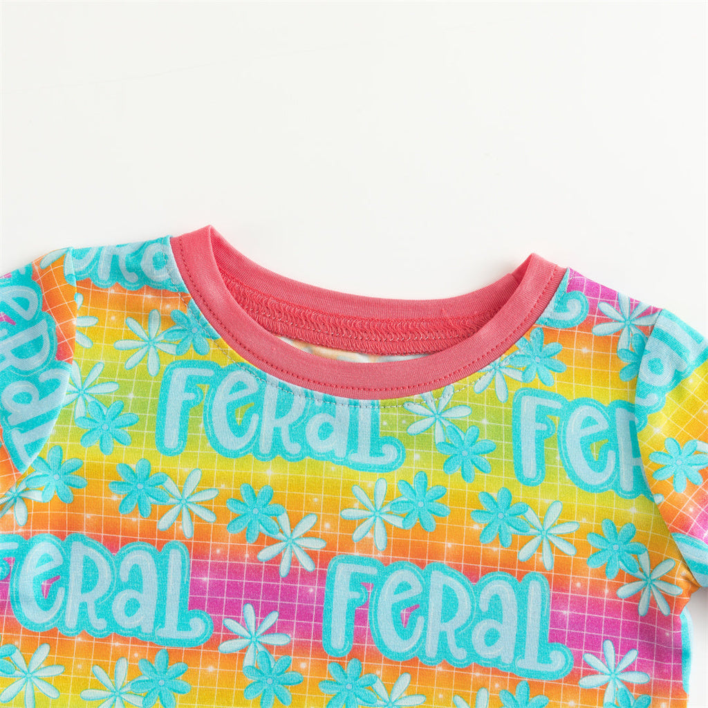 Color Feral Print Bamboo Long Sleeve Pajama Set