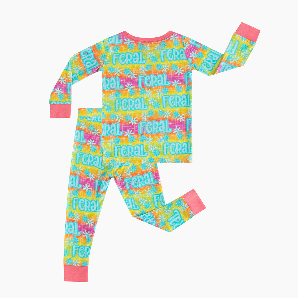 Color Feral Print Bamboo Long Sleeve Pajama Set