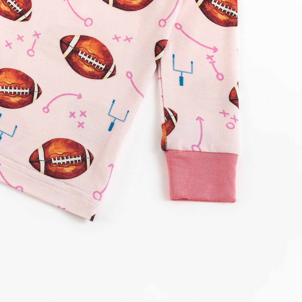 Pink American Football Kids Bamboo 2 Pieces Pajama Set