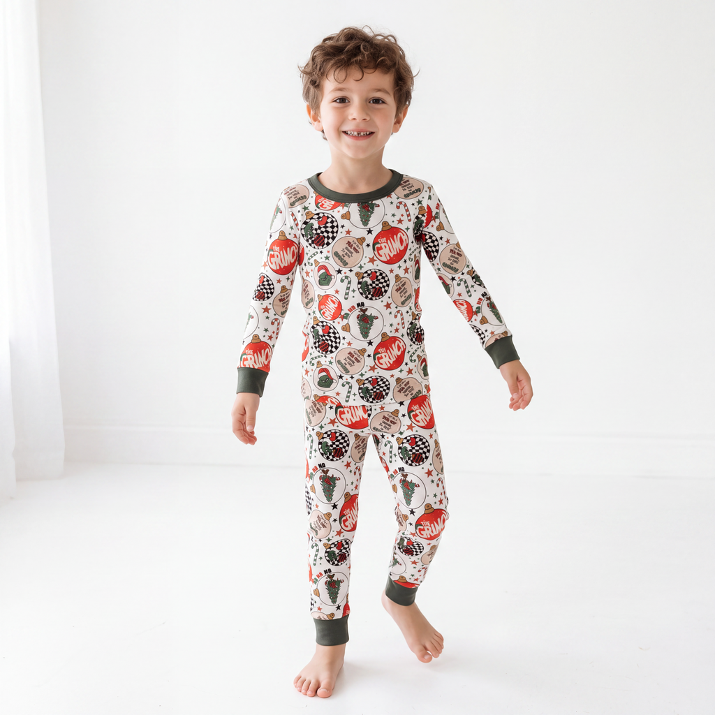 Christmas Tree Green Guy Two-Piece Bamboo Viscose Pajama Set