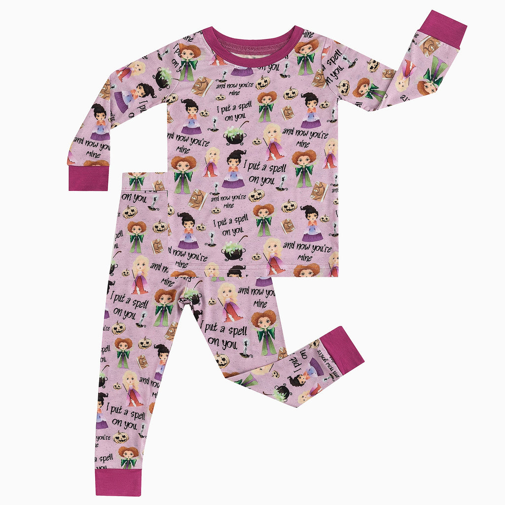 Halloween Three Crazy Witch 2 Piece Bamboo Kids Pajama Sets