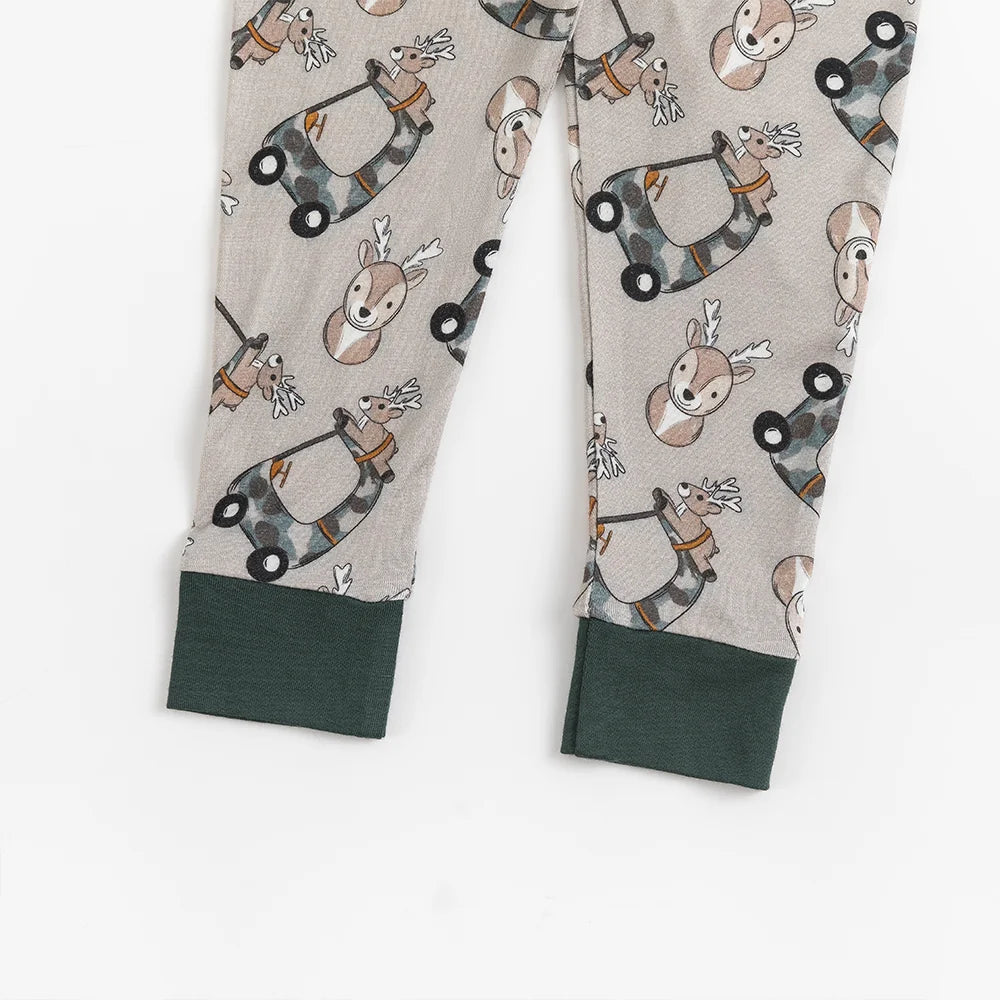 Christmas Deer Car Bamboo Long Sleeve Pajama Set