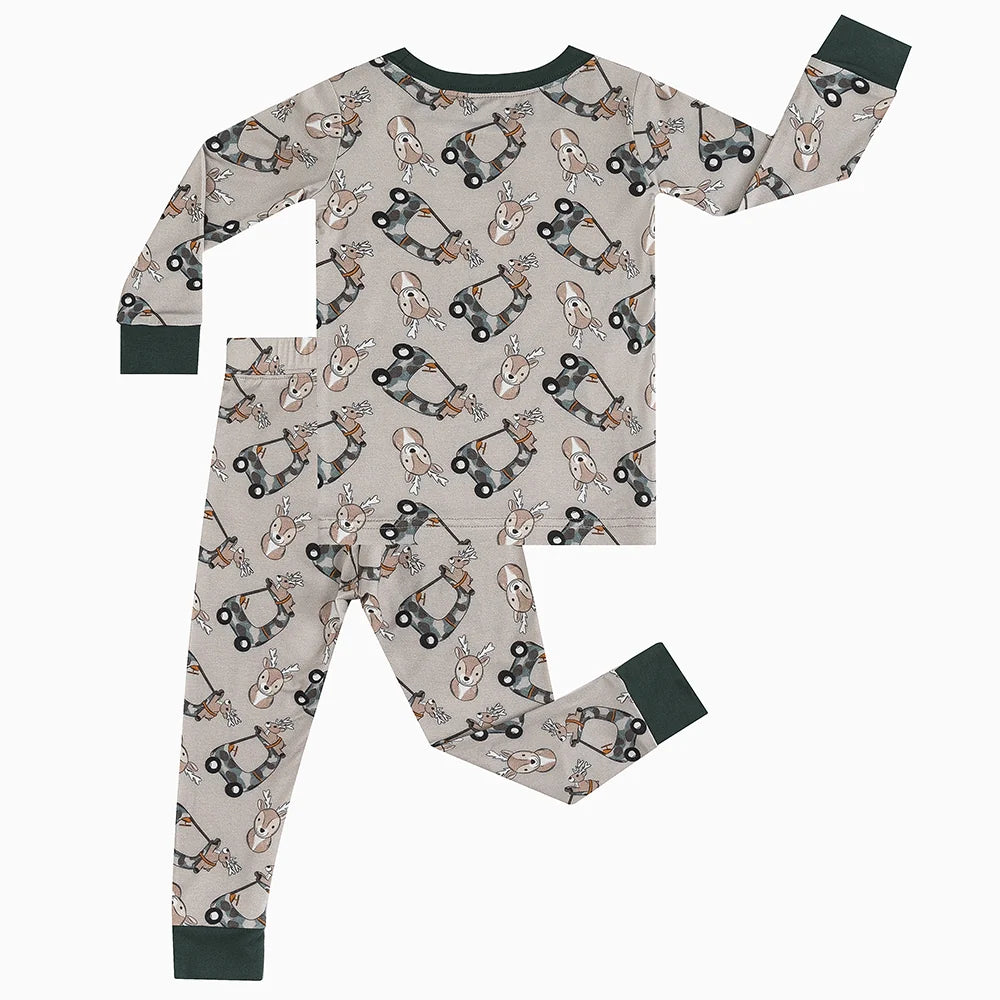 Christmas Deer Car Bamboo Long Sleeve Pajama Set