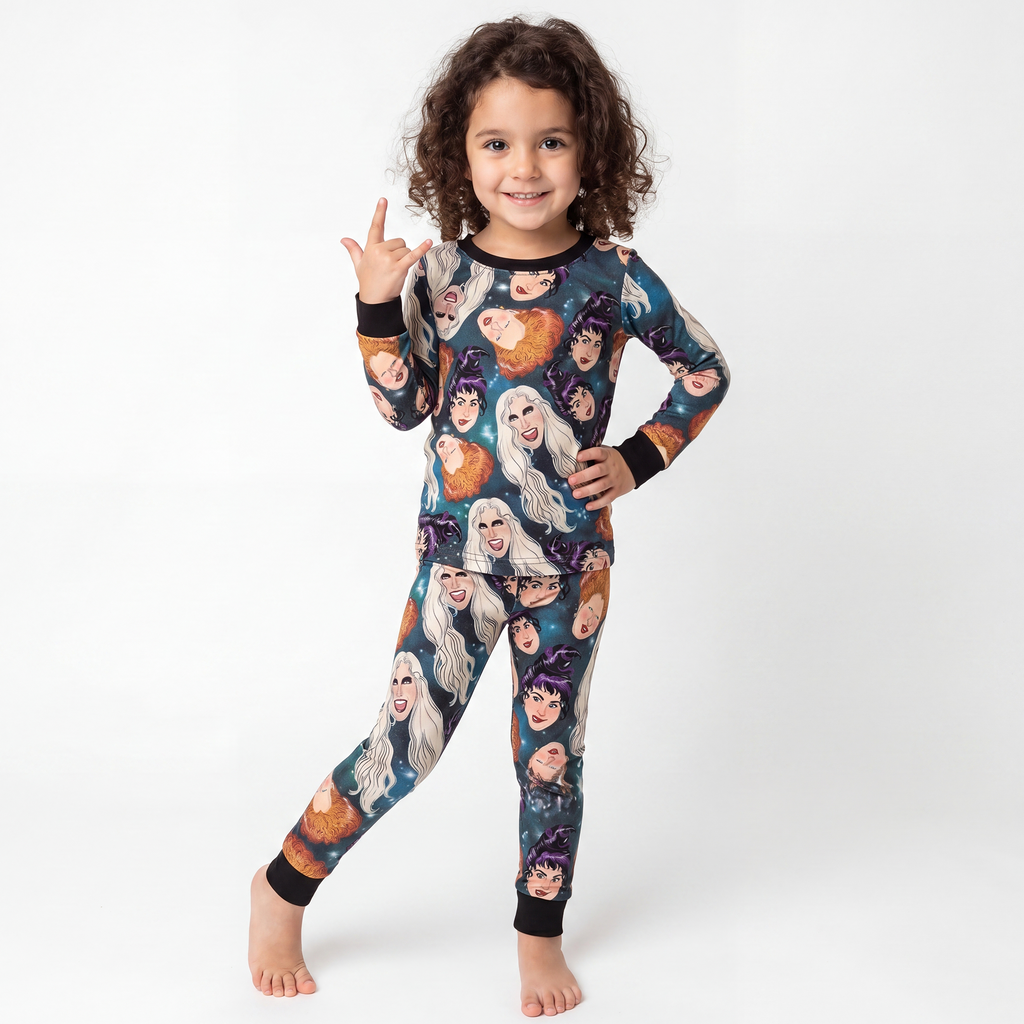 Halloween Witch Head Pattern Bamboo 2 Piece Pajama Set