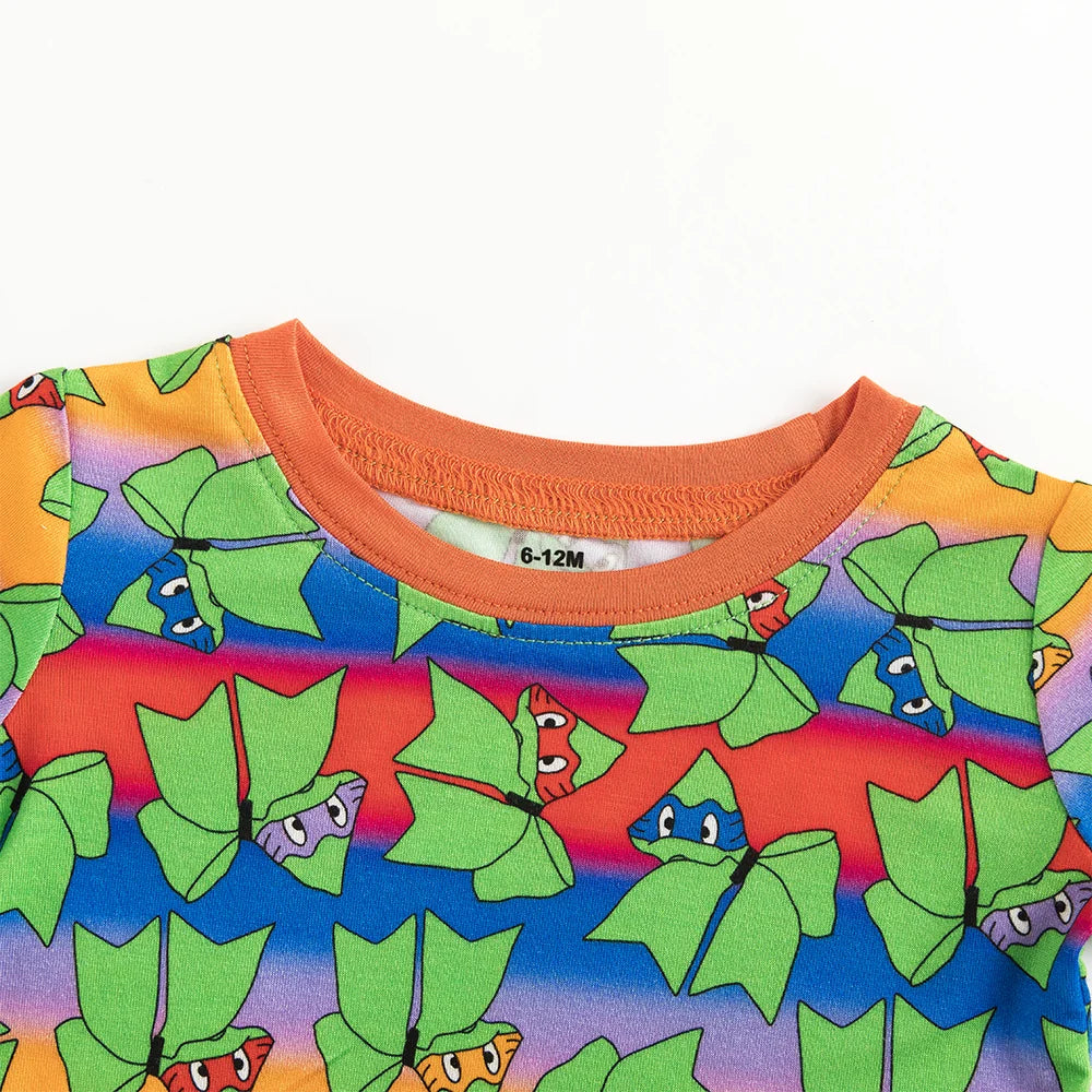 Rainbow Green Bow Bamboo Long Sleeve Pajama Set