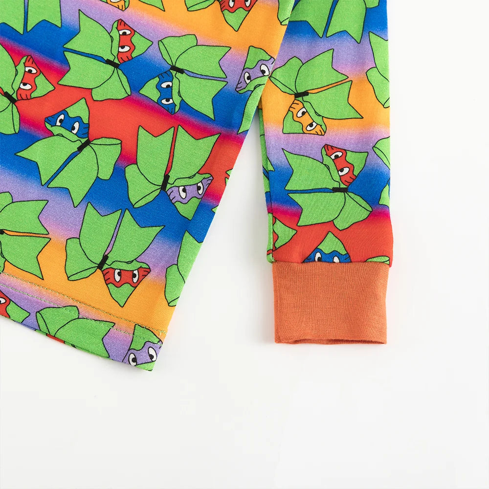 Rainbow Green Bow Bamboo Long Sleeve Pajama Set