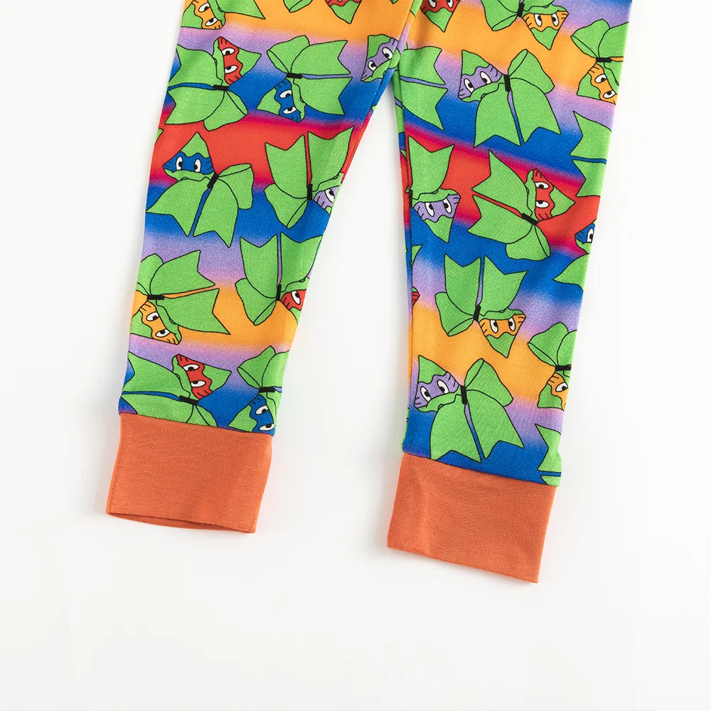 Rainbow Green Bow Bamboo Long Sleeve Pajama Set