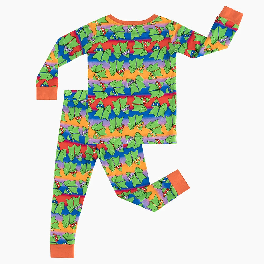 Rainbow Green Bow Bamboo Long Sleeve Pajama Set