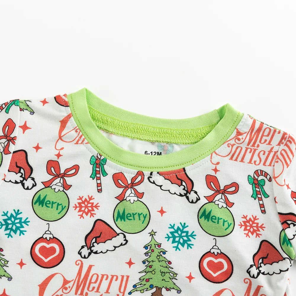 Merry Christmas Santa Hat Bamboo Long Sleeve Pajama Set