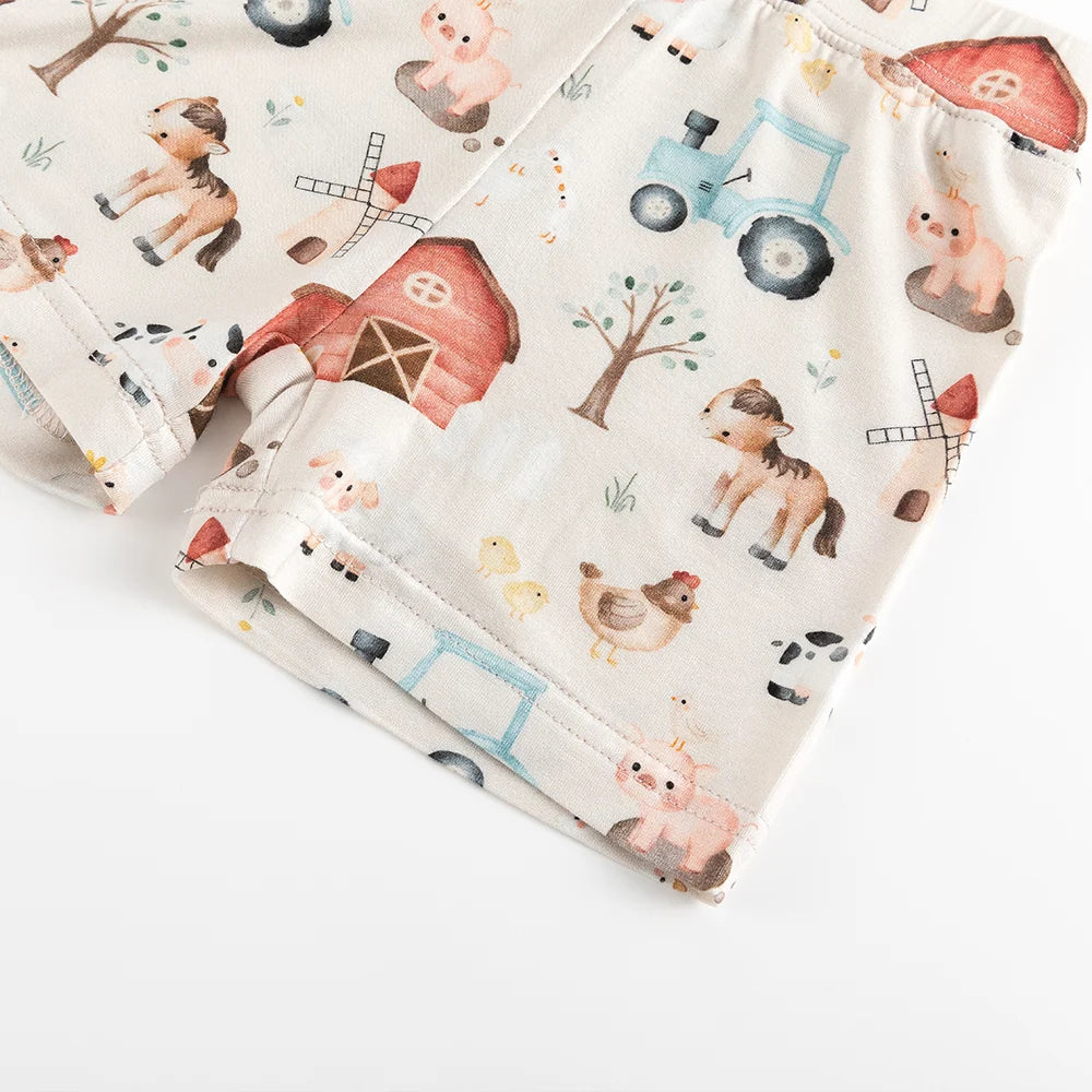 Animal Farm Car Kids Bamboo Two-Piece Pajama Short Sleeve Set