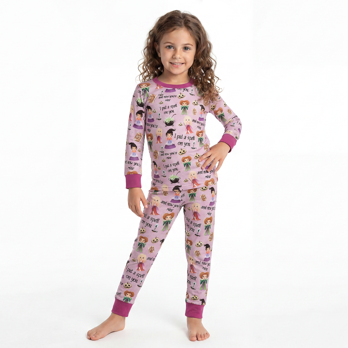 Halloween Three Crazy Witch 2 Piece Bamboo Kids Pajama Sets