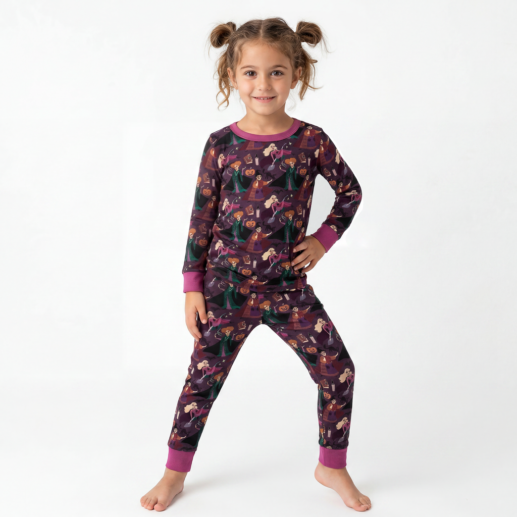 Halloween Crazy Witch Bamboo Two-Piece Long Sleeve Pajama Set