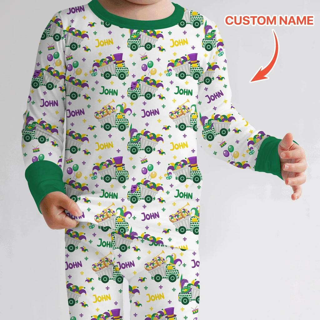 Mardi Gras Trucks Bamboo Two Piece Long Sleeve Pajama Set