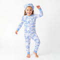 Safari Animal Jungle Sketch Blue Kids Bamboo Two-Piece Pajama Set