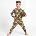 Camo and Football Western Hunting Patchwork Kids Two-Piece Pajama Set