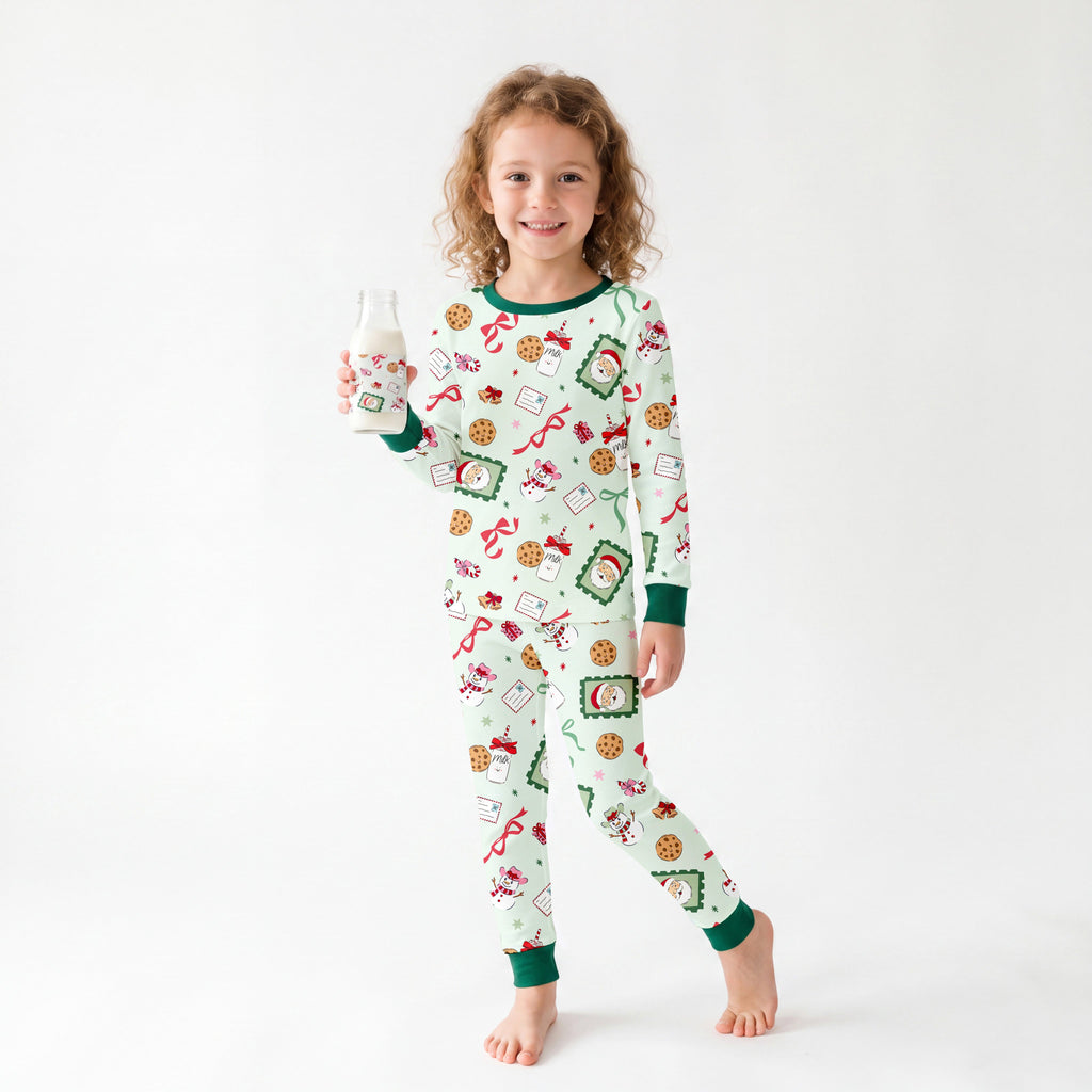 Christmas Santa’s Sweet Treats Kids Bamboo Two-Piece Pajama Set