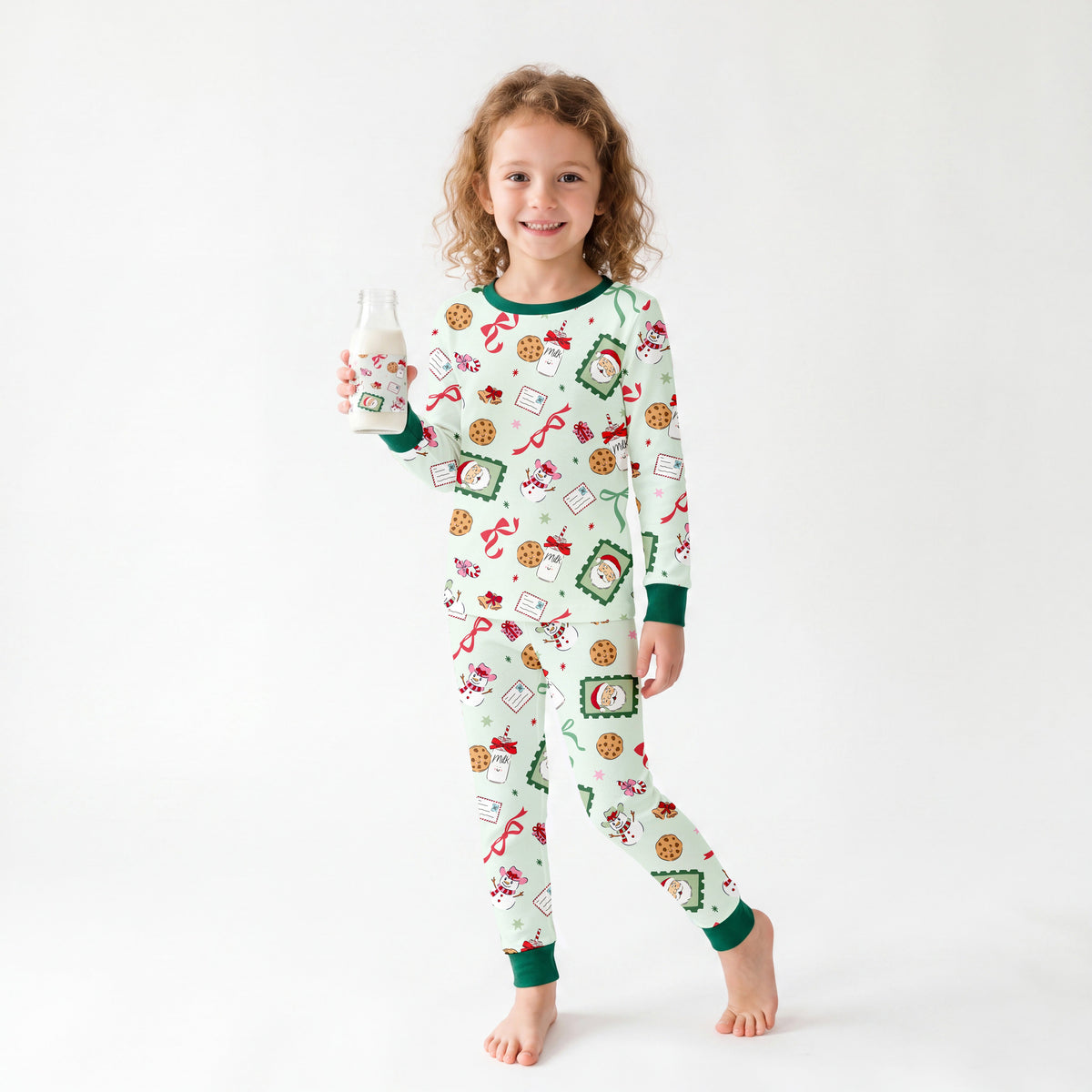 Christmas Santa’s Sweet Treats Kids Bamboo Two-Piece Pajama Set