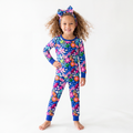 Game Day Blooms Blue Kids Bamboo Two-Piece Pajama Set