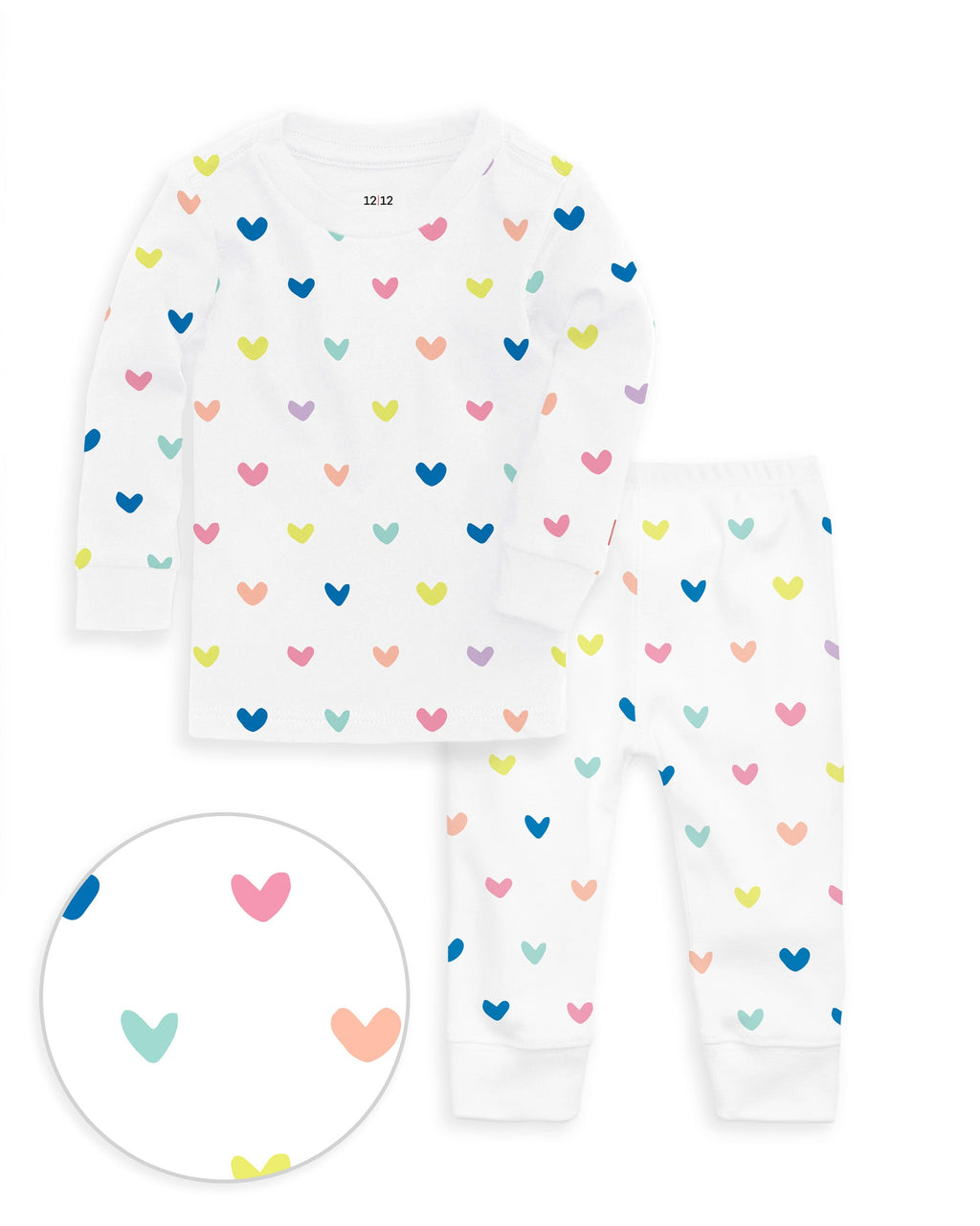The Organic Long Sleeve Pajama Set [Rainbow Hearts]