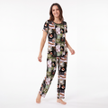 Halloween Western Cowboy Patchwork Print Bamboo Women's Pajamas Set