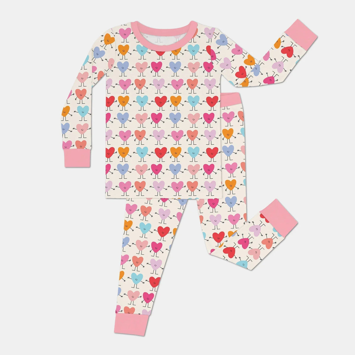 Sweet Hearts Bamboo Two Piece Long Sleeve Pajama Set