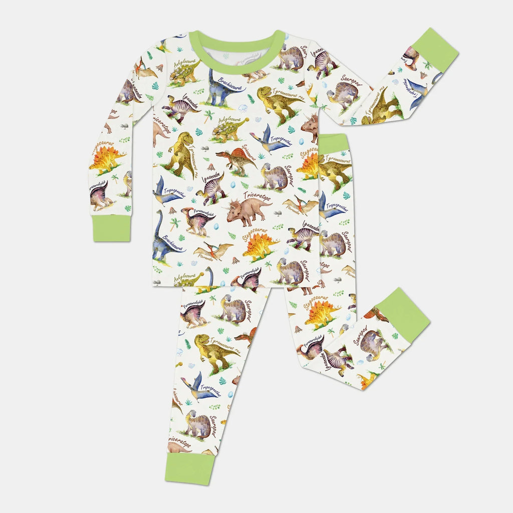 Dino Dreamland Bamboo Two Piece Long Sleeve Pajama Set