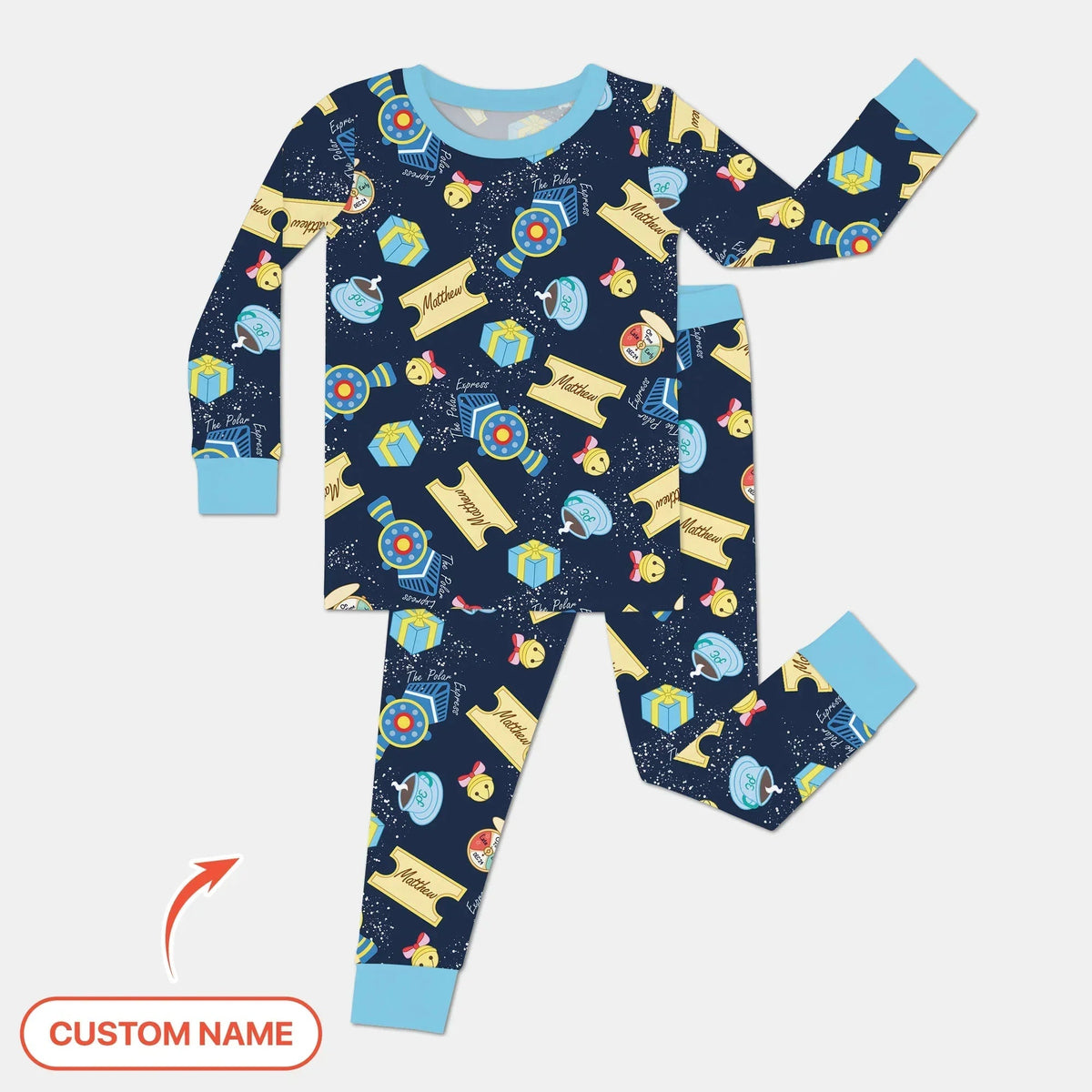 Express Train Christmas Bamboo Two Piece Long Sleeve Pajama Set