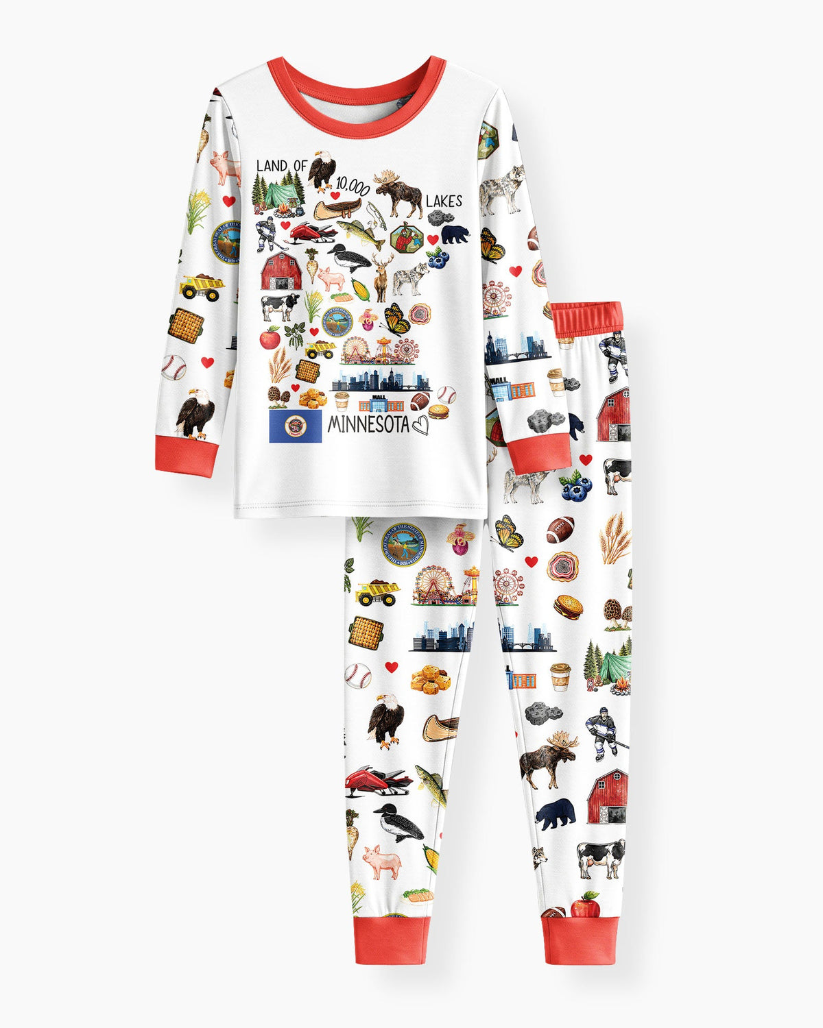 Minnesota Lover Family Matching Bamboo Two Piece Long Sleeve Pajama Set