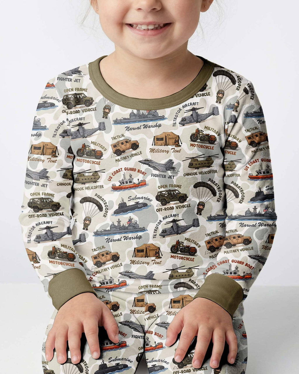 Little Hero Military Family Matching Bamboo Two Piece Long Sleeve Pajama Set