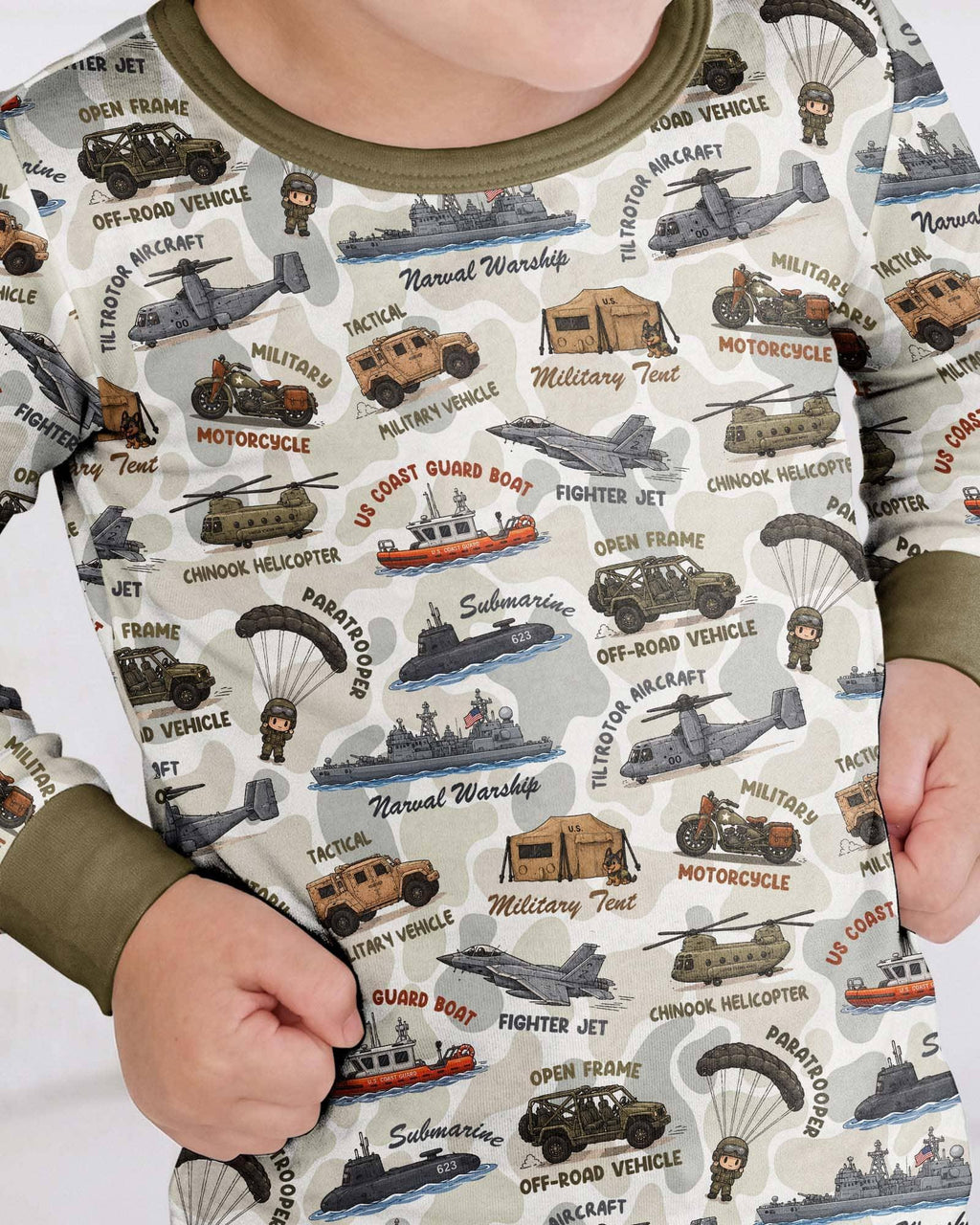 Little Hero Military Family Matching Bamboo Two Piece Long Sleeve Pajama Set
