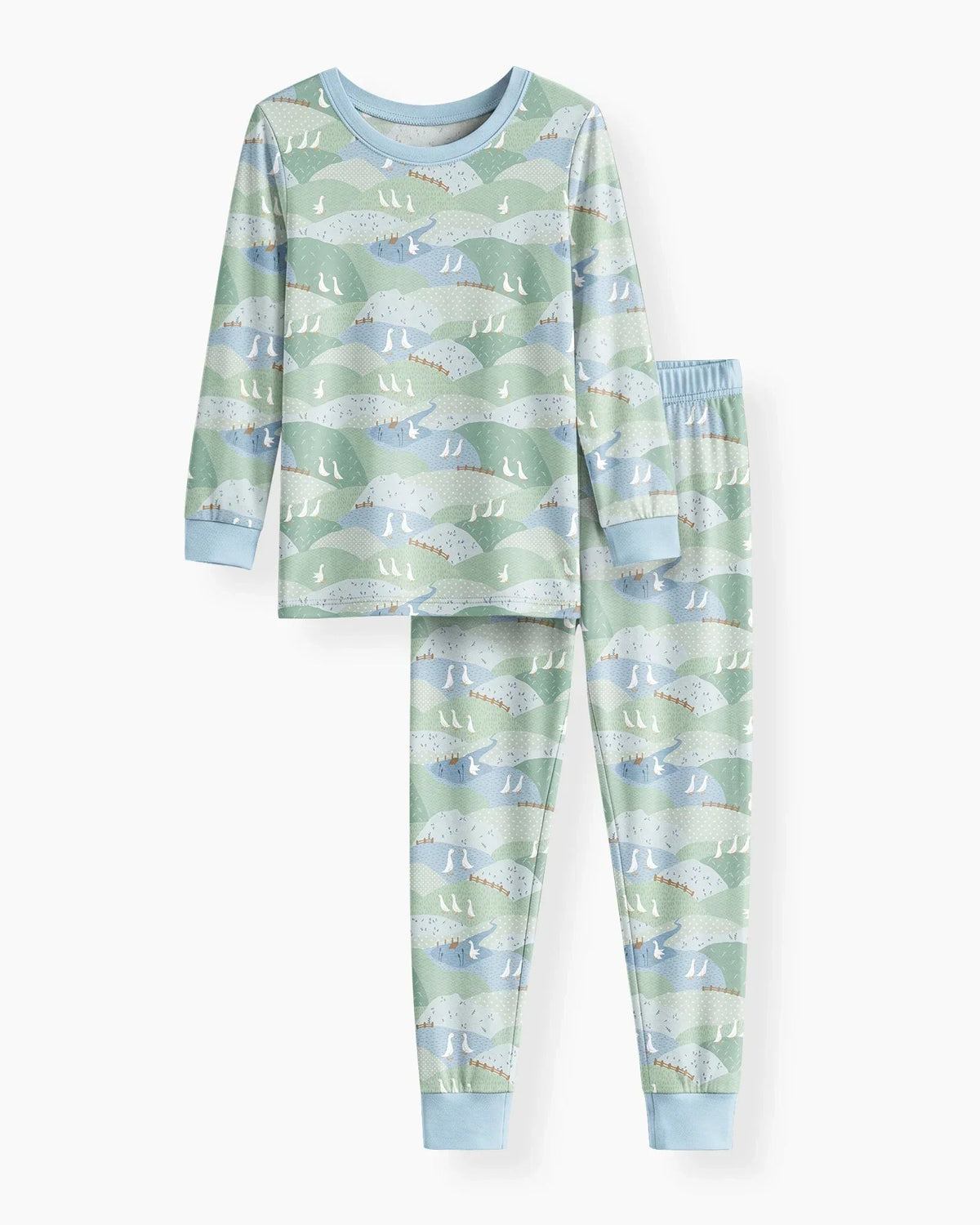 Wandering Geese Family Matching Bamboo Two Piece Long Sleeve Pajama Set
