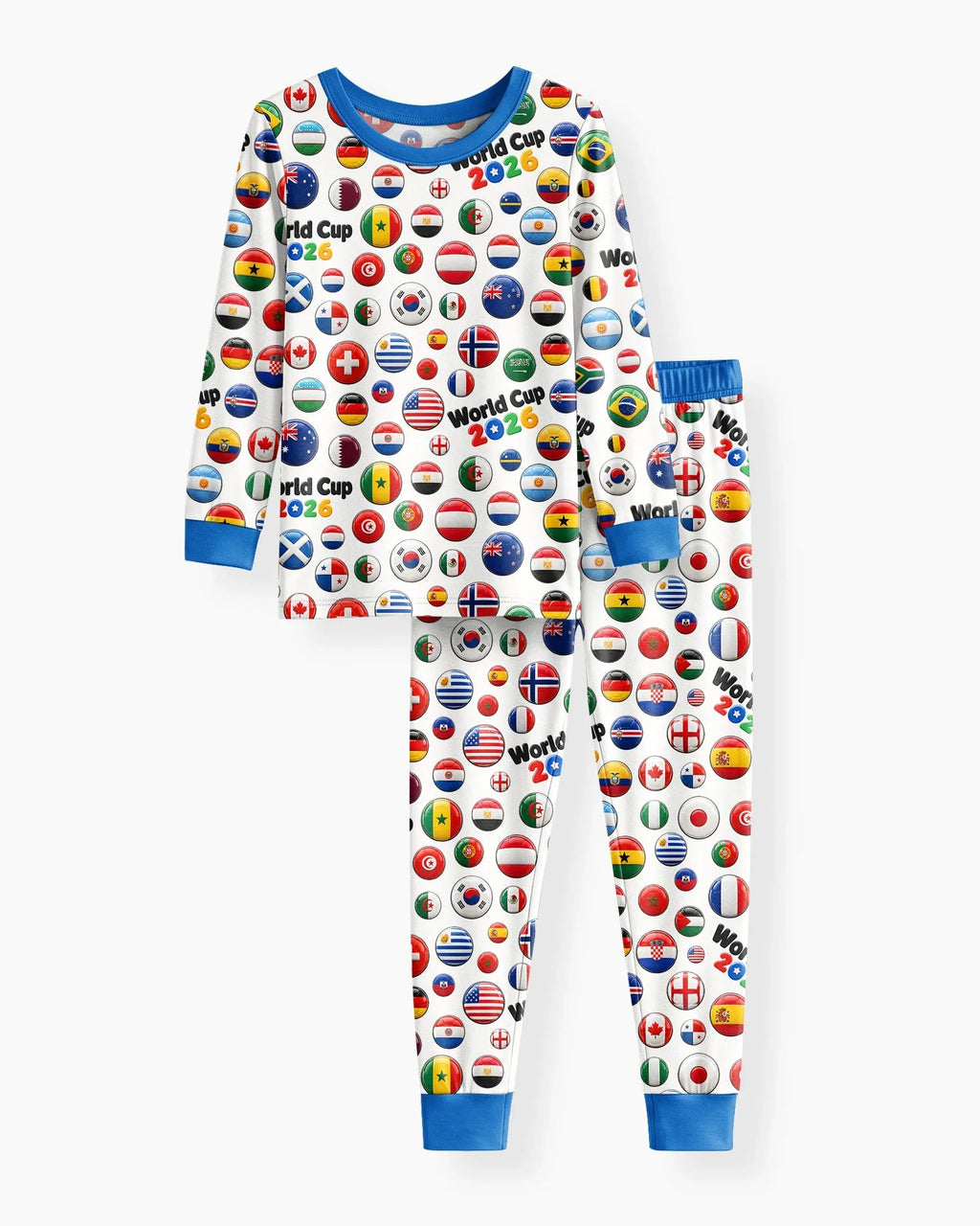 Soccer Cup All Country Balls Bamboo Two Piece Long Sleeve Pajama Set
