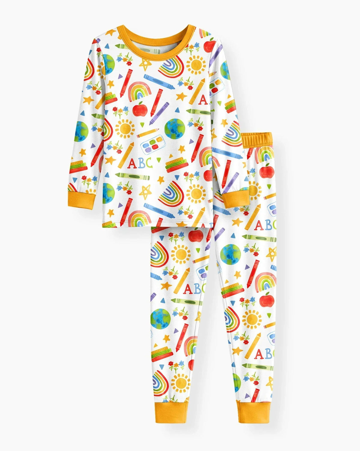 School Scribbles Bamboo Two Piece Long Sleeve Pajama Set