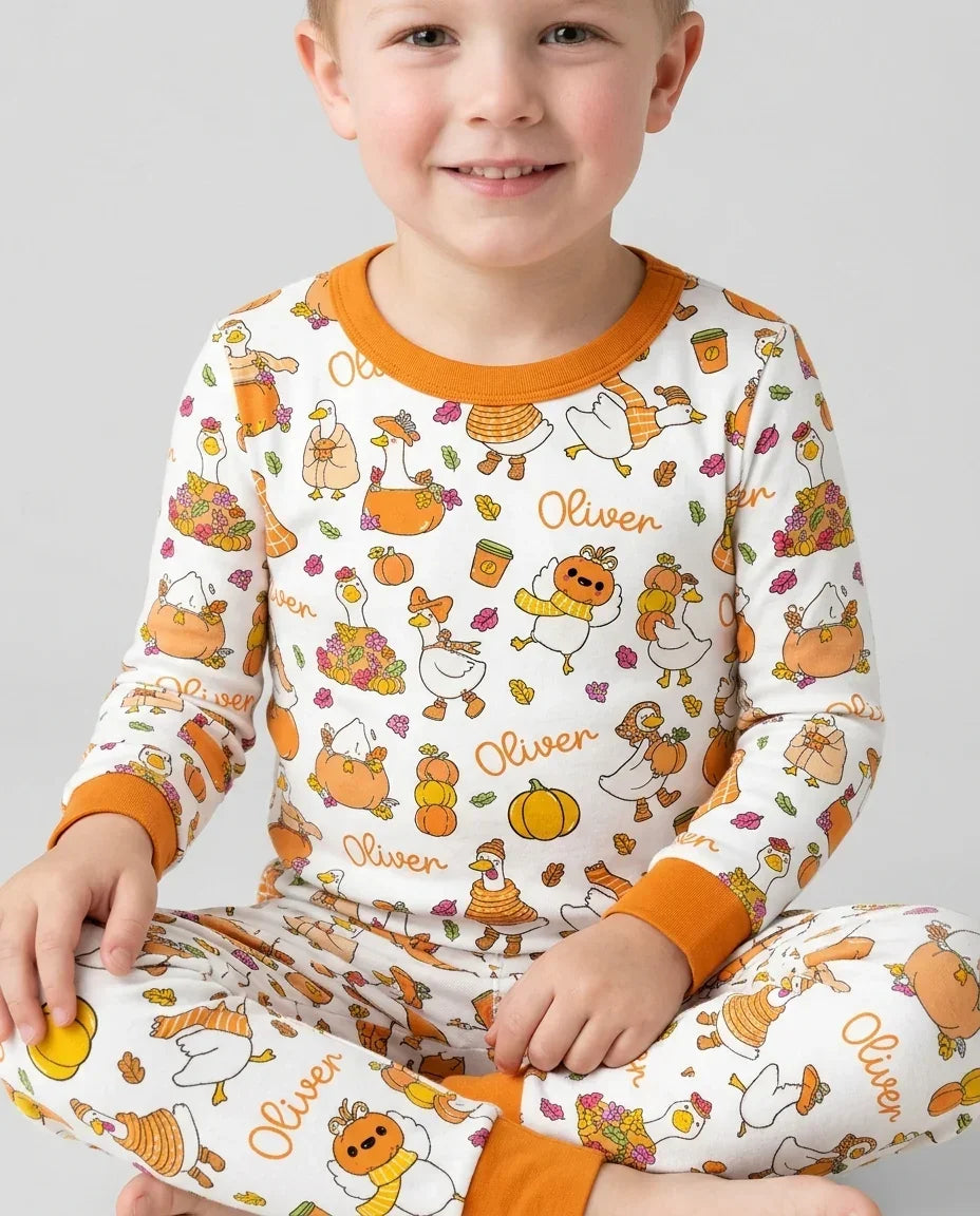 Fall Silly Goose Bamboo Two Piece Long Sleeve Pajama Set