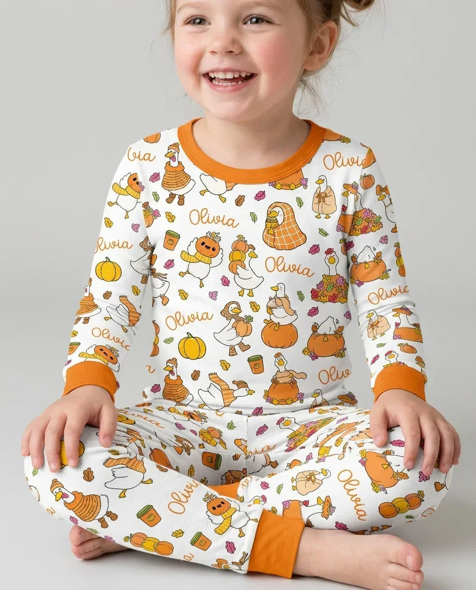 Fall Silly Goose Bamboo Two Piece Long Sleeve Pajama Set