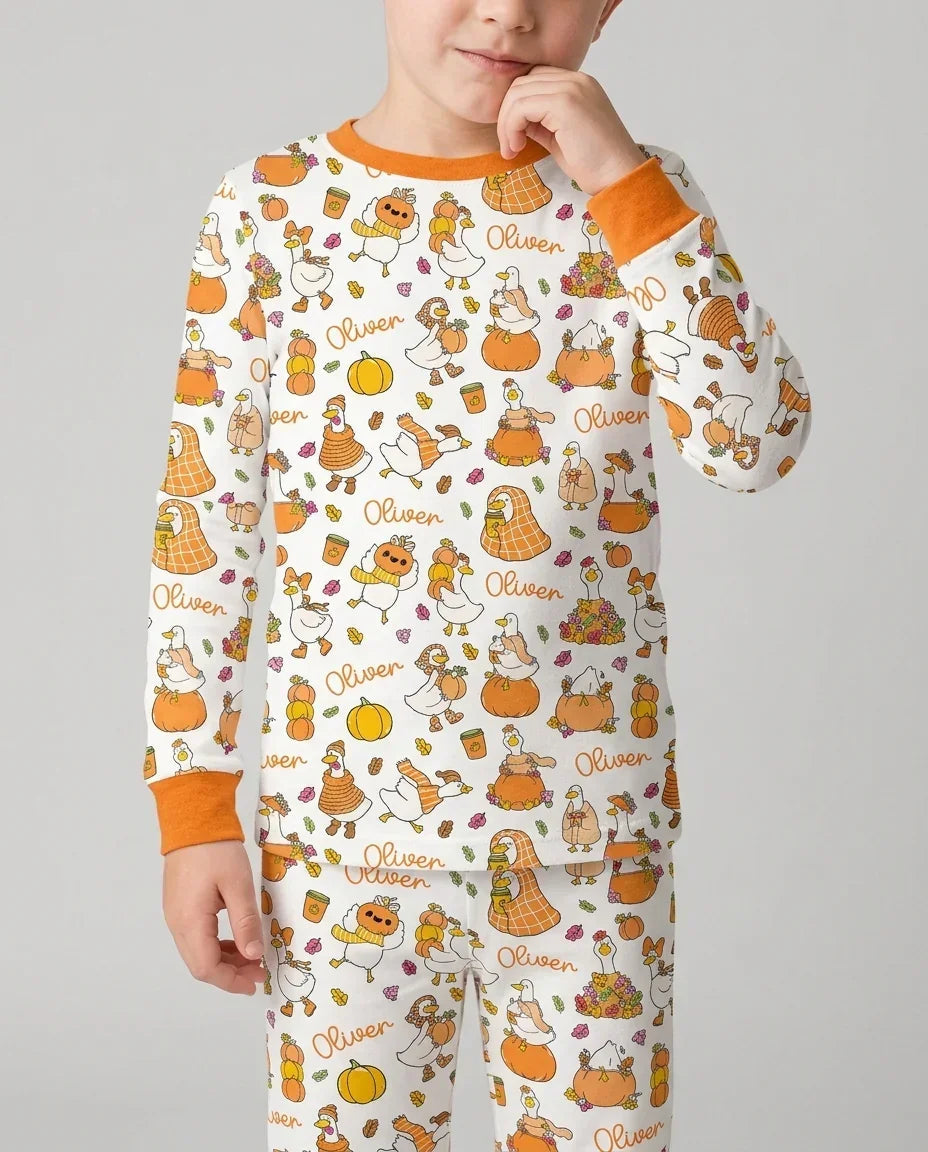 Fall Silly Goose Bamboo Two Piece Long Sleeve Pajama Set