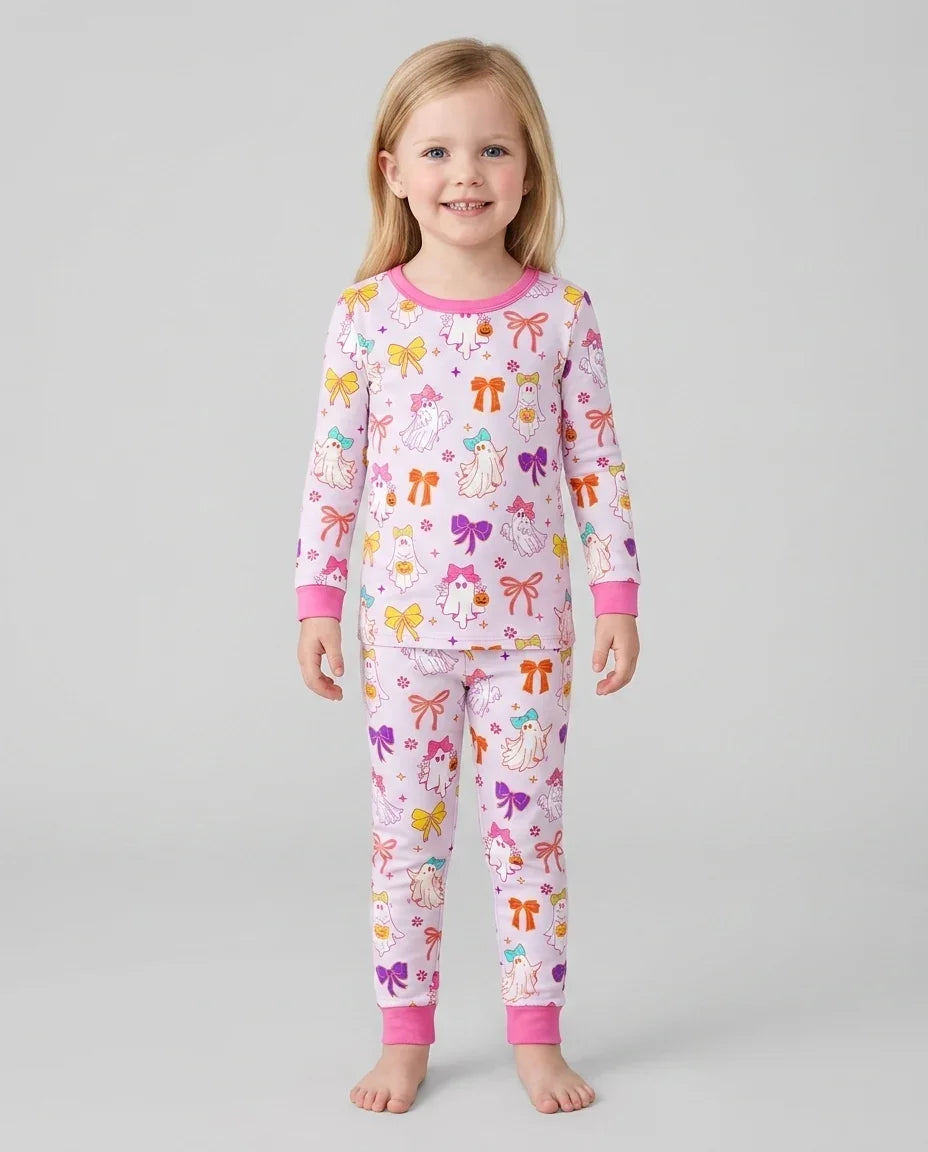 Coquette Ghost & Bow Bamboo Two Piece Long Sleeve Pajama Set
