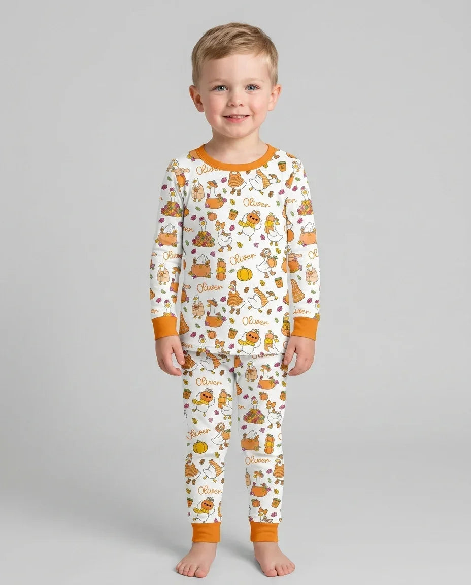 Fall Silly Goose Bamboo Two Piece Long Sleeve Pajama Set