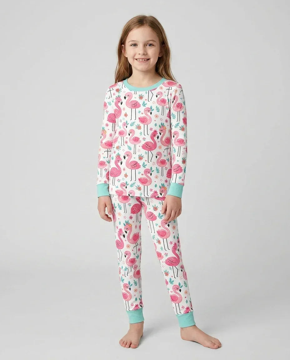 Hello Flamigo Bamboo Two Piece Long Sleeve Pajama Set