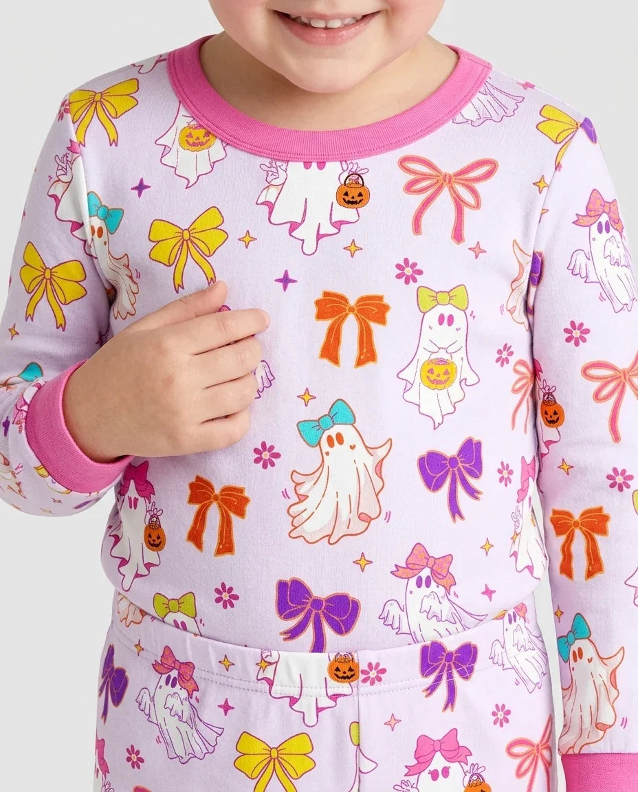 Coquette Ghost & Bow Bamboo Two Piece Long Sleeve Pajama Set