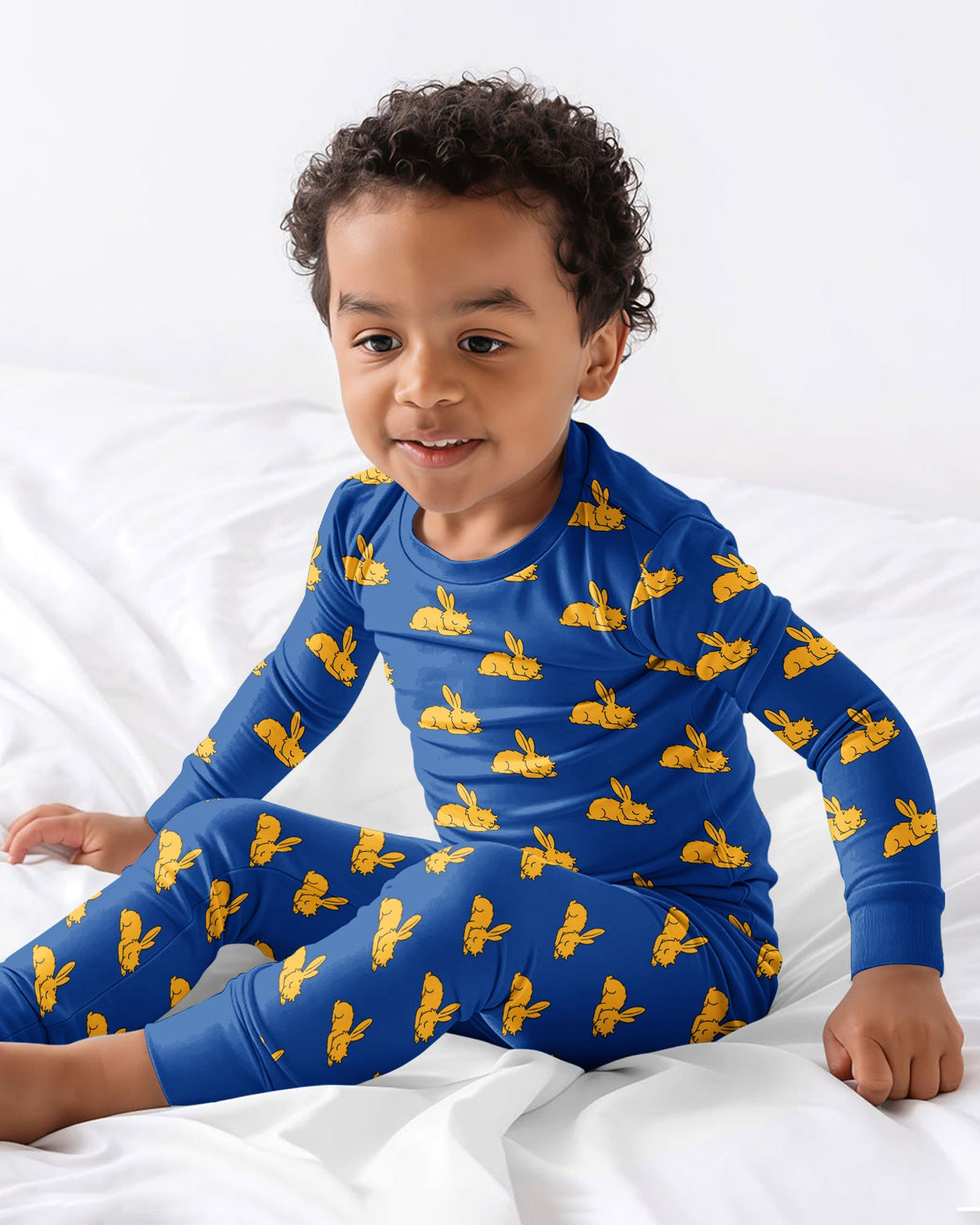 Sleepy Golden Bunnies Bamboo Two Piece Long Sleeve Pajama Set